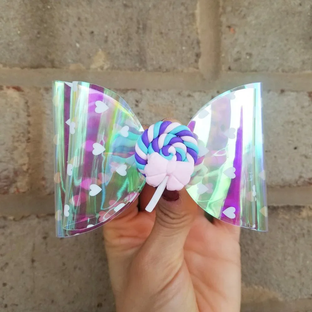 Holographic Lollipop candy bow kids girl kawaii barbiecore